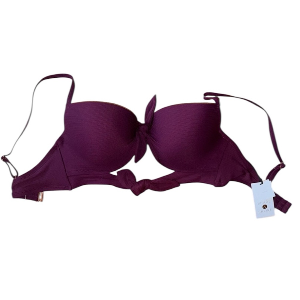 NWT Shade & Shore Purple Women's Tie Knot Bikini Top